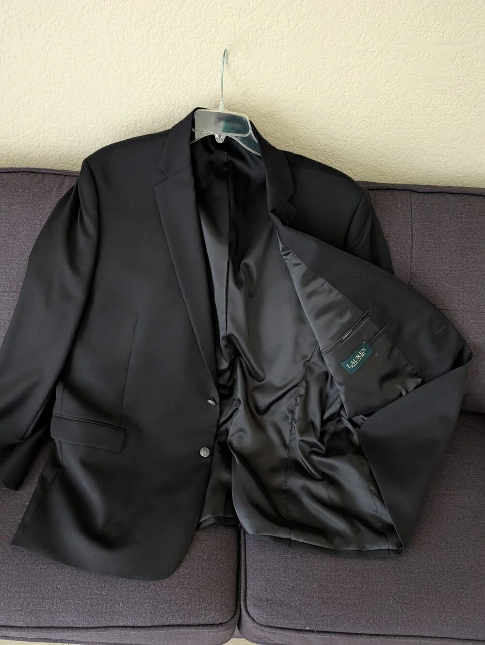 Lauren Ralph Lauren Black Men's Two-Button Sport Coat Blazer 50L Lewis Ultraflex